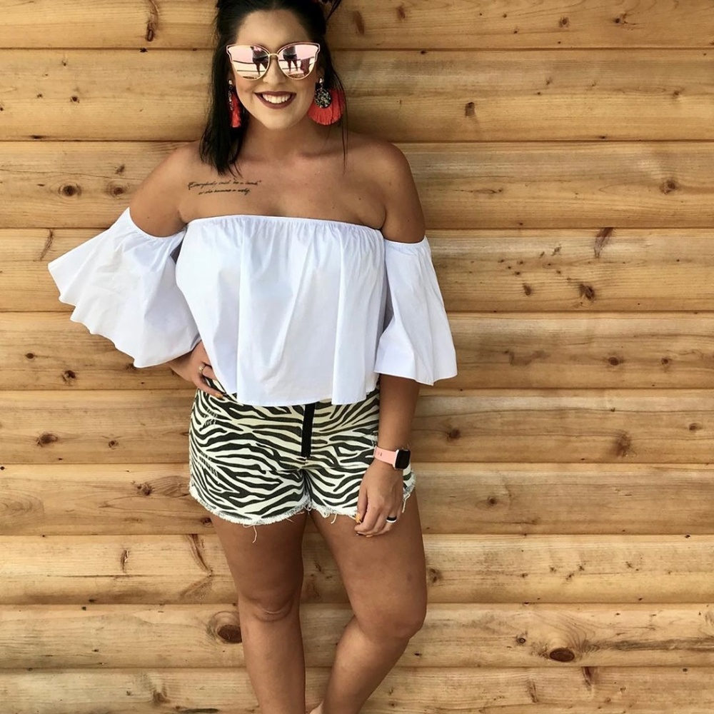 BOTH NWT white top and zebra shorts